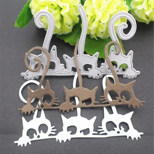 Vista 3 de Mvchifay Troqueles de corte de animales y gatos para hacer tarjetas, troquelados de metal, herramienta de álbumes de recortes, plantilla