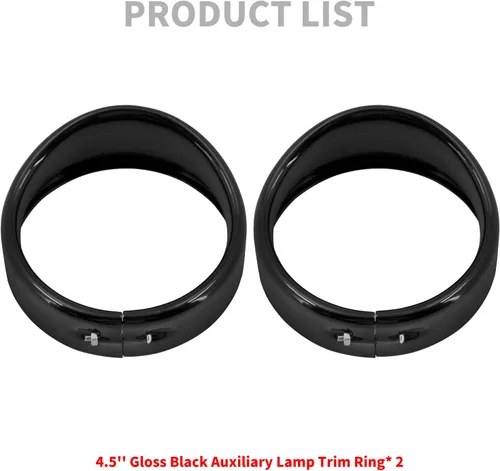 Vista 5 de Luz antiniebla de motocicleta de 11.4 cm con anillo de estilo visera, luz de paso auxiliar de 4 1/2", lámpara con bisel compatible con Harley Brillo