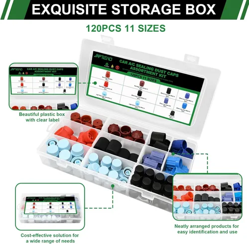 Vista 5 de 120PCS Car A/C Sealing Dust Cap Assortment Kit for AC System Ports 120PCS Car A/C Sealing Dust Cap Kit