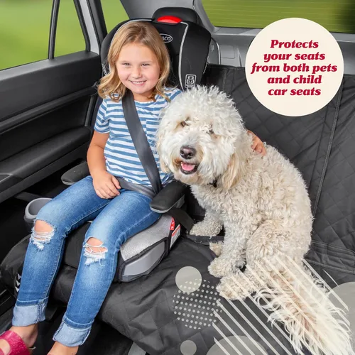 Vista 3 de Lusso Gear Funda de asiento de coche para perro, impermeable, antideslizante, protector de asiento trasero de automóvil, funda de asiento trasero