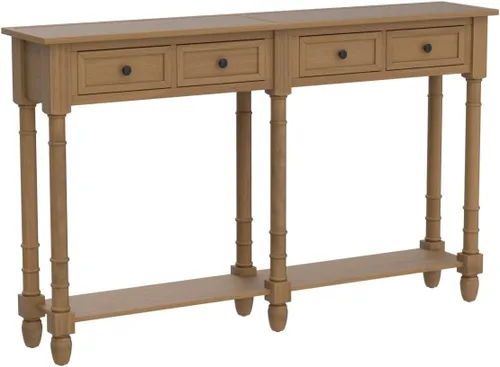 Vista 5 de P PURLOVE - Mesa consola de madera con cajón, 58 pulgadas de largo, pino Old Pine