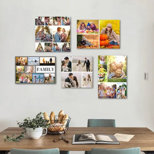 Vista 4 de LZIMU Impresiones en lienzo de collage con tus fotos, multiimágenes personalizadas para pared, collage personalizado, regalos de fotos, decoración