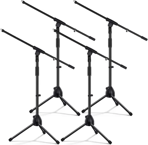 Vista 9 de Tellegloww 1 soporte para micrófono, trípode, brazo de brazo, podio, estudio, altura ajustable, 75 pulgadas, extiende el brazo a 27 pulgadas, viene