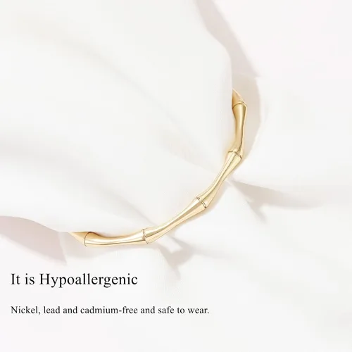 Vista 5 de GIEIWIW Gold Plated Bangle Bracelets for Women Adjustable Charm Bracelets Cute Bamboo Design Gold Bracelet for Women and Girls