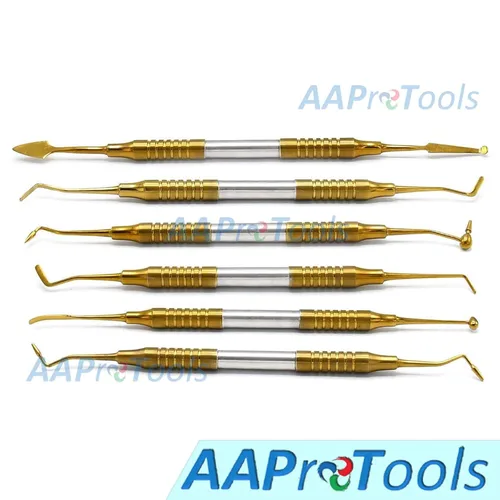Vista 2 de 6 piezas de instrumento de llenado compuesto dental Gold Titanium Coated Restorati DN-2189