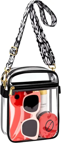 Vista 10 de MAY TREE Clear Bag for Stadium Events, 8.5x6.8x3 Inches Stadium Approved 0.4mm Thickened PVC, Front Pocket, Removable Adjustable Strap, Clear
