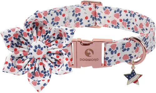 Vista 35 de DOGWONG Collar de otoño para perro con lazo, collar de moño para perro de Acción de Gracias, collar ajustable de algodón de otoño con hoja de arce