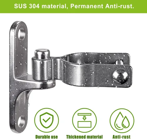 Vista 5 de Insaga Paquete de 2 bisagras de puerta de montaje en pared resistentes, bisagras de puerta de acero inoxidable 304 para granja, bisagra de puerta