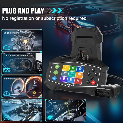 Vista 4 de Escáner OBD2 Lector de código de diagnóstico, luz de motor OBD II automotriz, probador de batería, modo 6, modo 8 y preparación I/M, herramienta
