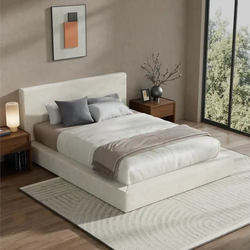 Vista 7 de RECCI Cloud Marco de Cama Full Tapizado con Cabecero, Plataforma Acolchada de Espuma de 5 Pulgadas, Sin Somier, Fácil Montaje (Crema) Plush Padded