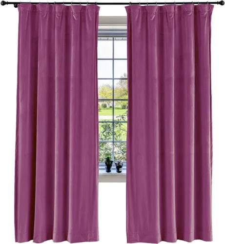 Vista 61 de cololeaf Panel de cortinas opacas de terciopelo con forro para cine en casa, cortina de ganchos planos para barra transversal o pista, 100 pulgadas