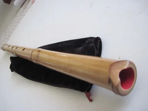Vista 3 de 1.8 Pentatonic Shakuhachi - Instrumento Zen tradicional, madera de bambú, re mayor, con bolsa de terciopelo