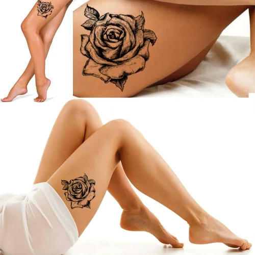 Vista 8 de Pegar en flores rosas flora flores adulto tatuaje temporal transferencia femenino cuerpo arte transferencias mujeres realista impermeable flora