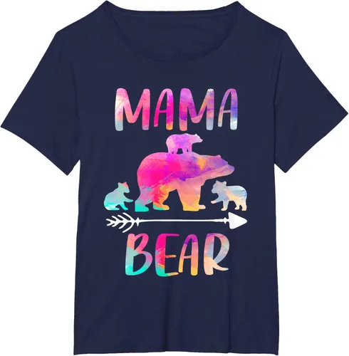 Vista 13 de Bear Matching Family Outfits, Funny Mama Bear Three Cubs T-Shirt Negro