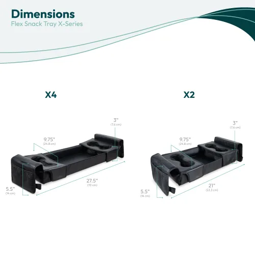 Vista 6 de WONDERFOLD Bandeja de aperitivos de la serie X para cochecito X2 con portavasos abatibles para maximizar el espacio, fácil de instalar