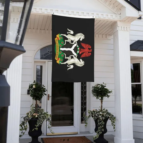 Vista 9 de Bandera de Nigeria con escudo de armas de Nigeria de 3 x 5 pies, banderas de doble cara para exteriores, banderas decorativas duraderas para patio