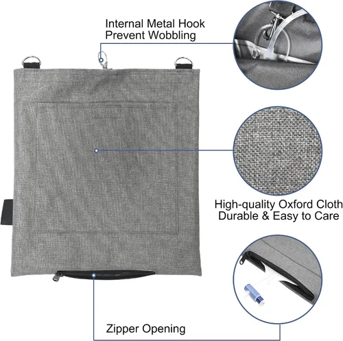 Vista 6 de MDSTOP Soporte para bolsa de catéter, soporte para bolsa de drenaje de orina con cubierta de tubo de drenaje y correa de hombro ajustable, fácil Gris