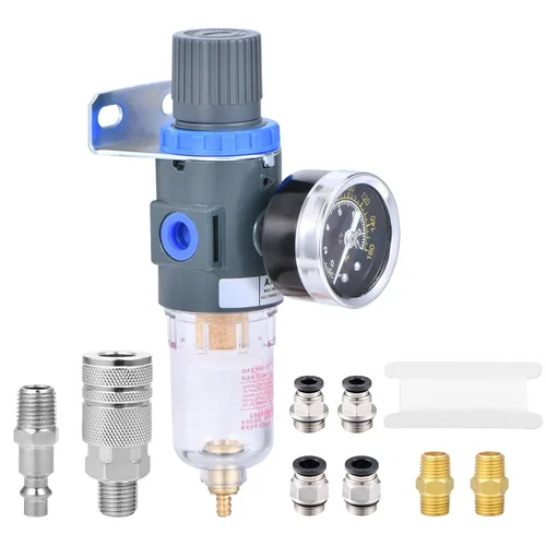Vista 8 de Regulador de presión del filtro de aire NPT de 1/4", filtro compresor de herramienta de aire trampa de agua con medidor por ZHONG AN