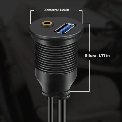 Vista 6 de Paquete de 2 cables USB 3.0 y 0.138 in para montaje en automóvil de 0.138 in + extensión AUX USB 3.0 para tablero de salpicadero, cable de montaje