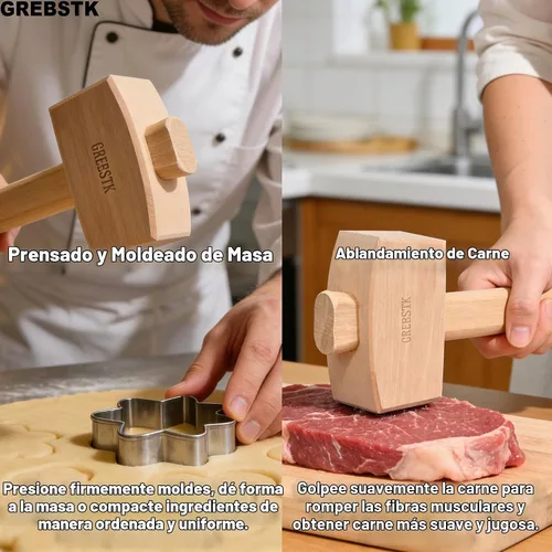 Vista 4 de GREBSTK Mazo de madera maciza de haya para bartending casero y taller
