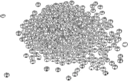 Vista 18 de uxcell 1000 cuentas redondas de engarzado, cuentas espaciadoras de extremo de crimpado de 0.079 pulgadas, pequeños tapones para hacer pulseras