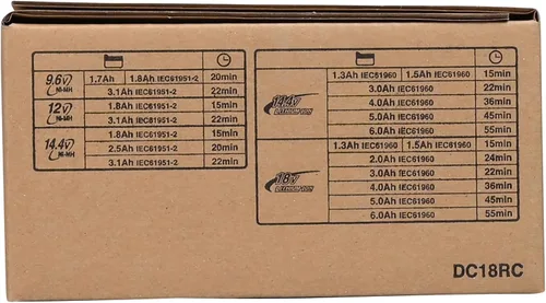 Vista 8 de Makita DC18RC Cargador 7.2-18V salida, 120V entrada, nuevo Cargador rápido óptimo, iones de litio de 18 V, refrigeración de ventilador
