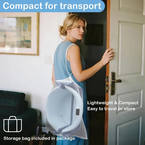 Vista 6 de Bañera Plegable para Bebé - Bañera Grande para Bebé con Termómetro y Cojín Bañera Portátil de Viaje para Recién Nacidos e Infantes Bañera Azul