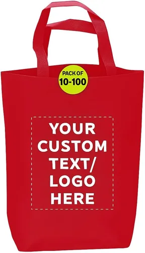 Vista 9 de DISCOUNT PROMOS Customizable Large Tote Bag, Set of 10/50/100 Heavy Duty & Reuseable Bulk Pack - Purple