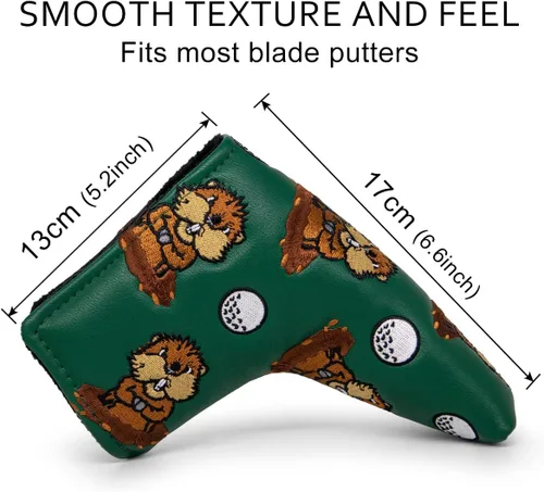 Vista 5 de Barudan Golf Groundhog Funda para Cabeza de Putter de Golf Magnética - Funda para Putter Blade - Funda de Golf de Cuero Sintético Compatible
