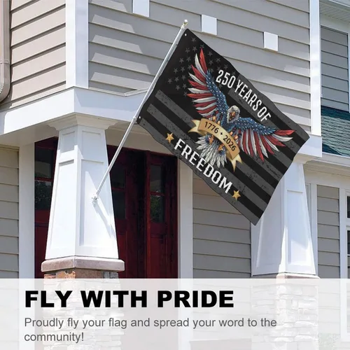 Vista 7 de Bandera de Estados Unidos de 250 años – 3 x 5 pies, banderas de 250 aniversario de Estados Unidos 1776-2026 – Bandera de Estados Unidos con ojales