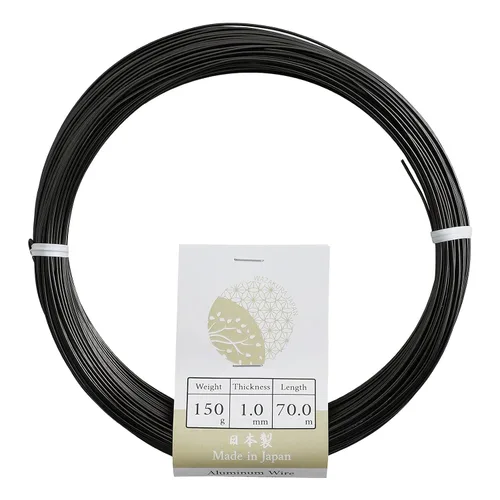 Vista 2 de Wazakura Alambre de entrenamiento para bonsái de aluminio anodizado negro de 5.29 oz fabricado en Japón (0.039 in, negro)