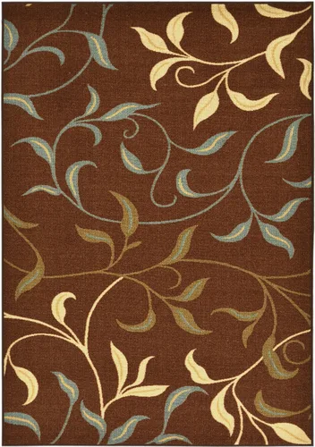 Vista 17 de Ottomanson, colección OttoHome, tapete para corredor con diseño azul claro y damasco (antiderrapante), parte trasera de goma Floral Beige