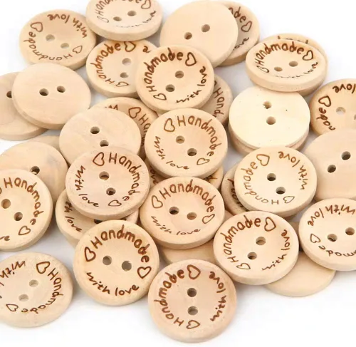 Vista 5 de 200 botones de madera de 1 pulgada hechos a mano con amor para manualidades, 0.984 in, botón redondo de madera para manualidades de costura