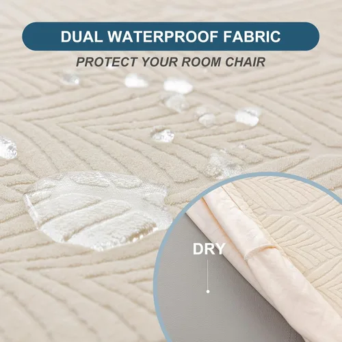 Vista 4 de Fundas de asiento para silla de comedor, extraíbles y lavables, juego de 2, fundas de cojín de asiento de silla de jacquard, protectores