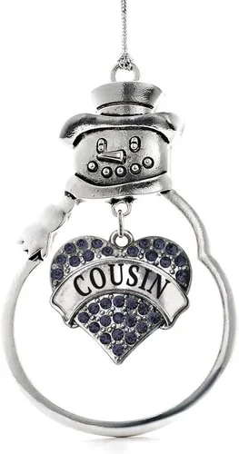 Vista 37 de Inspired Silver - Fuerza Aérea - Adorno de Navidad plateado - Adorno de árbol de Navidad con colgante de corazón azul con circonita cúbica