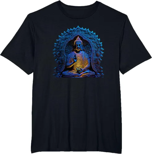 Vista 78 de Estatua de Buda Yoga Budismo Zen Buddhism Meditation T-Shirt Negro