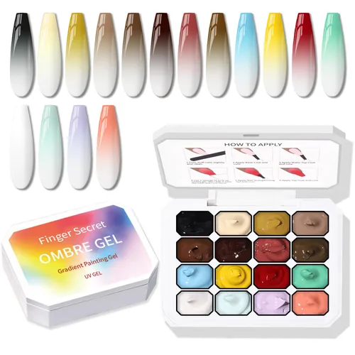Vista 8 de Esponjas Pat Paleta de Esmalte de Uñas en Gel, 16 Colores Mezclado Degradado Ombré Esmalte en Gel Dando Toques Pintura Degradada Arte de Uñas, Sin