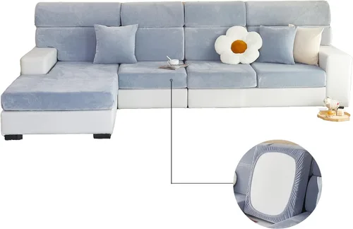 Vista 19 de Fundas de cojín de terciopelo para sofá, funda de cojín de alta elasticidad universal para sofá de 4/3/2/1 plazas, protector de muebles Beige