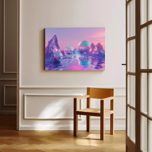 Vista 8 de ZMLIS Cyber Y2K Vaporwave Wall Art – Retro Futuristic Dreamcore Print – Aesthetic Neon Digital Decor for Bedroom Or Studio Canvas Wall Art Print