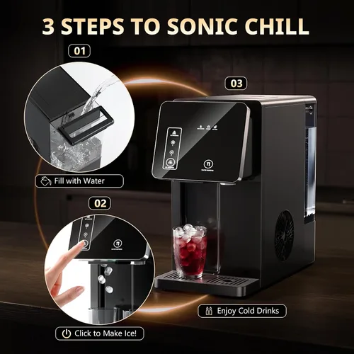 Vista 4 de Cowsar 2-in-1 Countertop Ice Maker Machine with Water Dispenser, Black