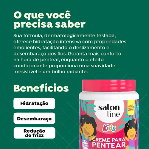 Vista 2 de Salon Line - Linha Creme para Pentear (Niños) - Cachinhos Sem Nos 1000 Gr - (Crema Peinadora (Niños) - Red de Eliminación de Nudos 35.27 Oz)