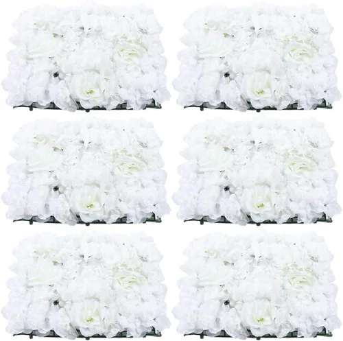 Vista 11 de Paquete de 12 paneles de pared de flores artificiales de 24 x 16 pulgadas, paneles de fondo de flores artificiales de hortensias y rosas