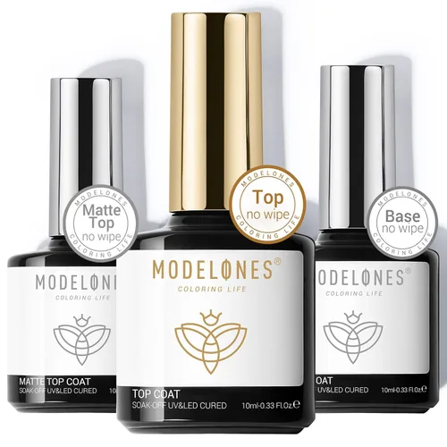 Vista 10 de modelones Gel Base Top Coat Set 3 Pcs with 3-in-One Nail Dehydrator & Primer Nourishing Acid Free Dehydrator Nail Prep Kit for Gel Nail Polish