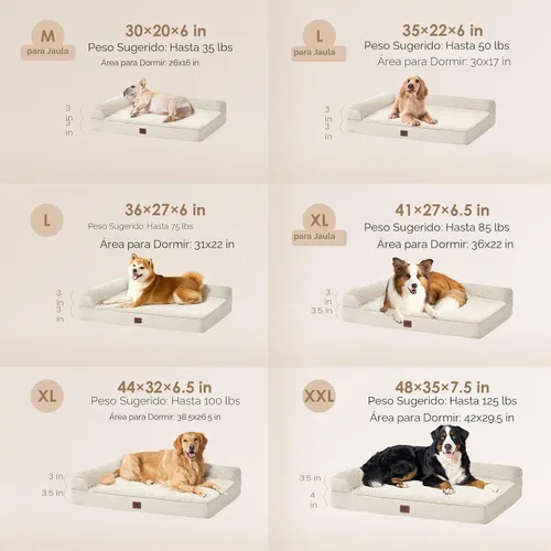 Vista 2 de EHEYCIGA - Cama ortopédica para perros de tamaño mediano, cama de espuma viscoelástica para perros, color beige Small Dog Sofa with Washable