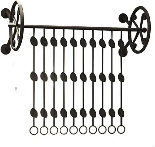Vista 4 de Perchero para ropa montado en la pared, barra de ropa de hierro negro desmontable resistente para colgar en la pared, barra de colgar multiusos