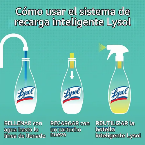Vista 4 de Lysol Cartuchos de recarga inteligentes limpiador multiusos, brisa de cítricos, para desinfectar y limpiar, 4 quilates, el embalaje puede variar