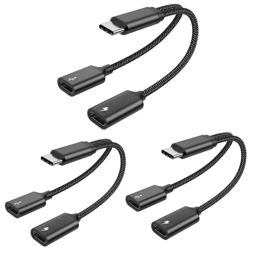 Vista 7 de MOGOOD Cable divisor USB C de 60 W, 2 en 1 USB-C macho a doble USB-C hembra, carga mientras usas auriculares, SSD, DAC o controlador, para Steam