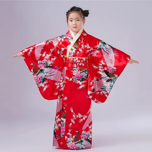 Vista 7 de Kimono para niñas Yukata - Disfraz tradicional japonés para cosplay
