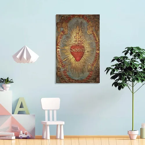 Vista 4 de ZHENNAN Póster en lienzo con diseño de corazón sagrado de Jesús (26), impresiones artísticas para colgar fotos para regalo, decoración del hogar