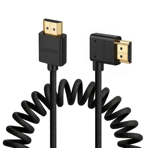 Vista 25 de 8K HDMI a abajo HDMI de alta velocidad negro en espiral trenzado cable para Sony A7S3 FX3 FX9 Canon C70 Z CAM E2 cámara Atomos Ninja V Shinobi Cable